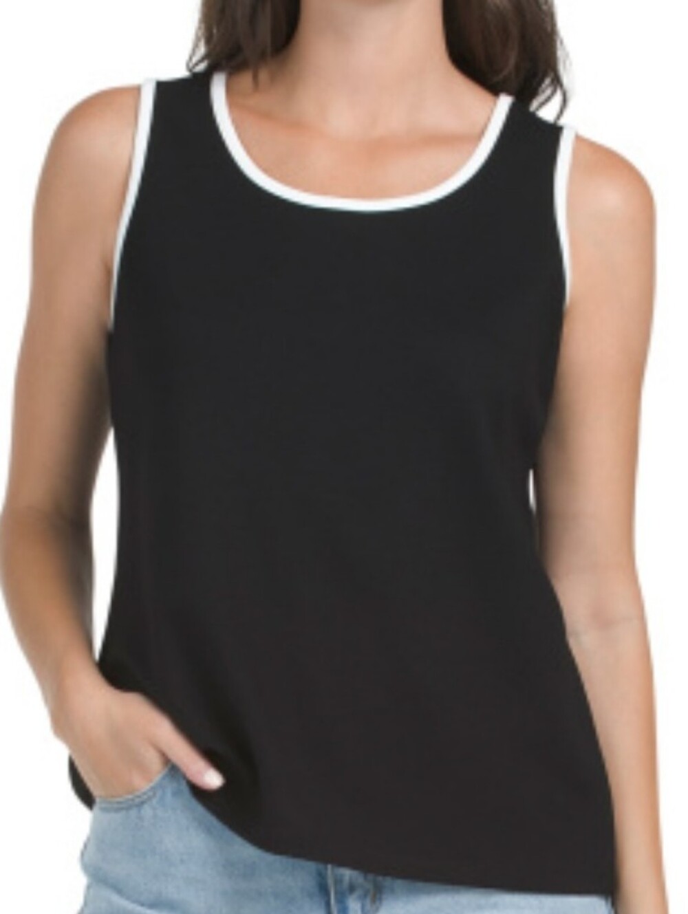 Anne Klein Black Tank Top with White Trim